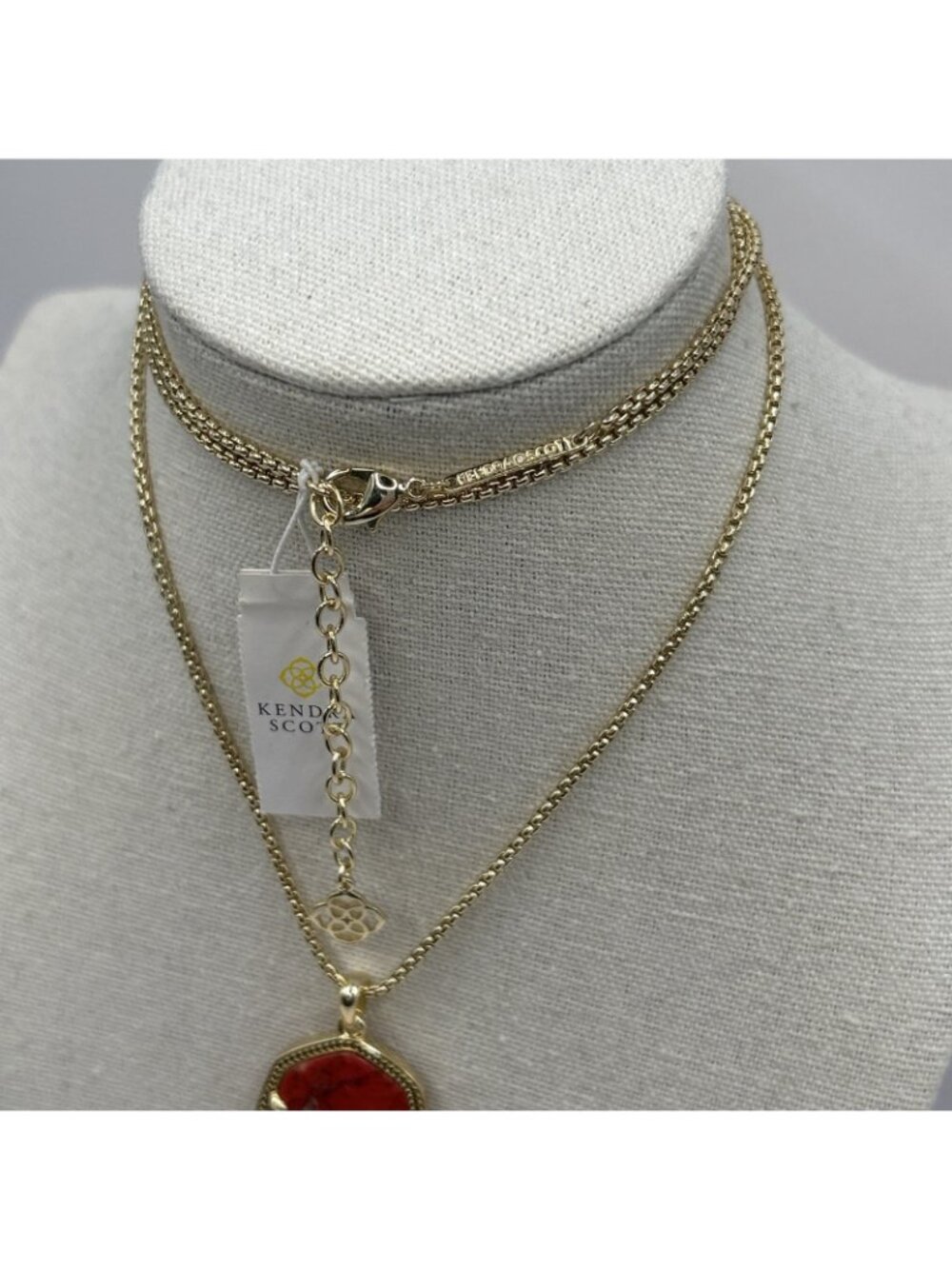 Kendra Scott Rayne Long Pendant Necklace in Bright Red Gold Plated New NWT Boho - Picture 4 of 16